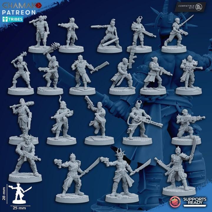 Cultists - Set of 20 Pre-Assembled Resin Sci-Fi Unpainted Resin Miniatures