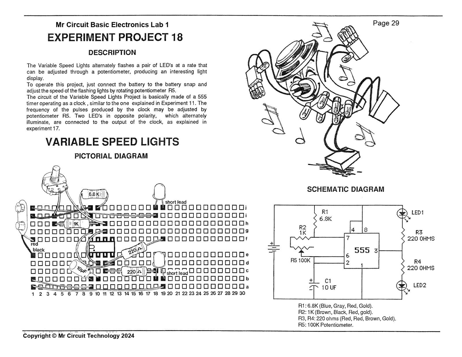 MC1-18 ** Mr Circuit Science ** Experiment Kit -VARIABLE SPEED LIGHTS