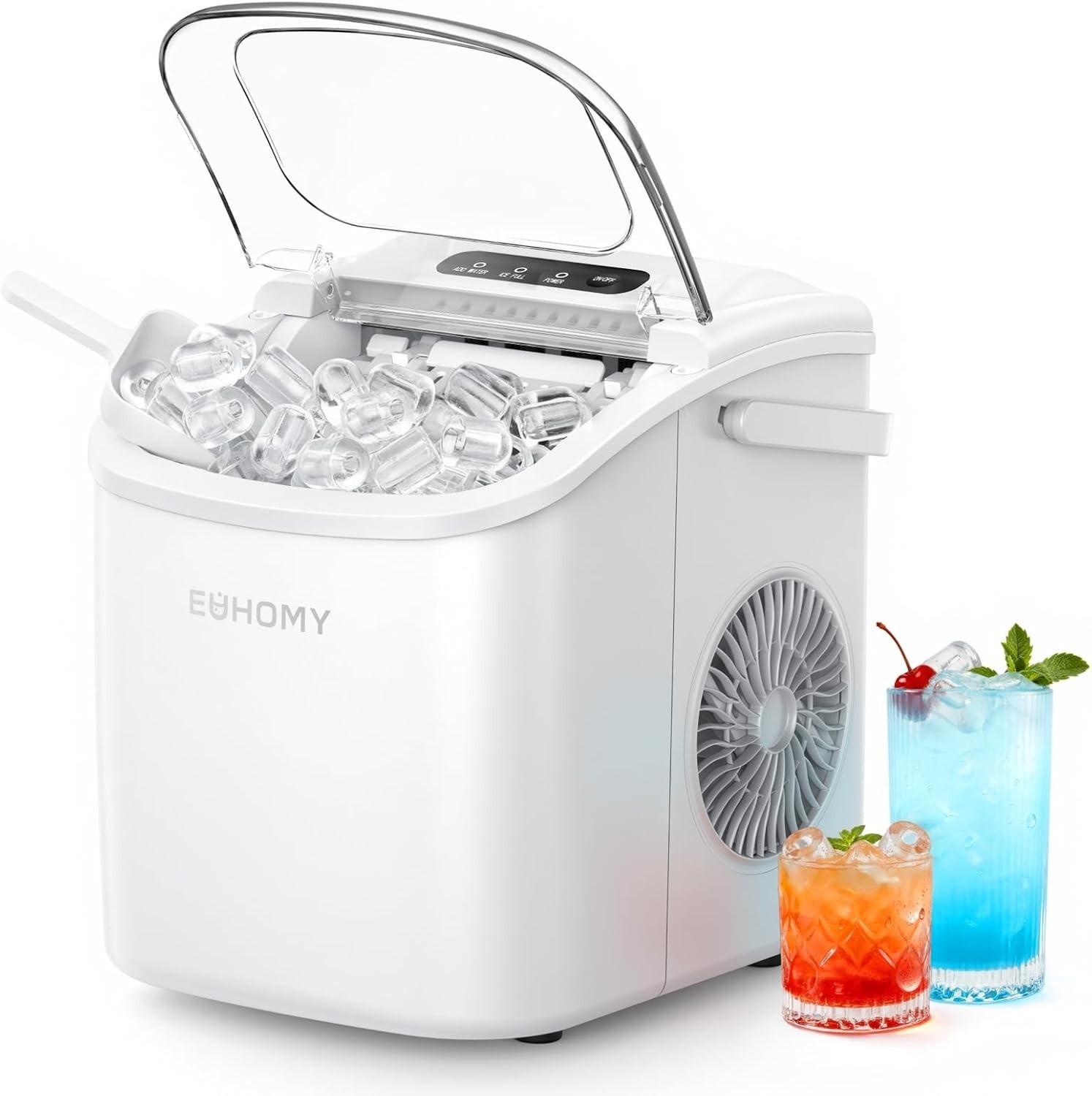 Versatile Ice Maker with Basket & Scoop - 26lbs/Day, Compact & Efficient Design