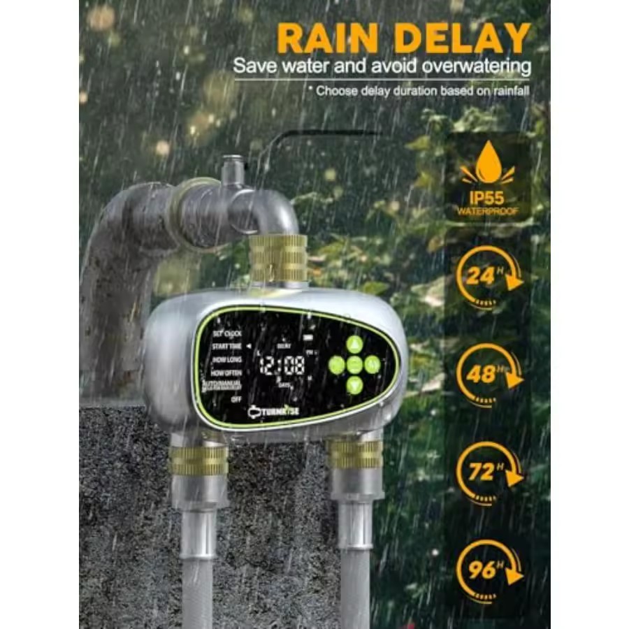 Water Timer for Garden Hose - 2 Zone Sprinkler Controller with Brass Inlet...