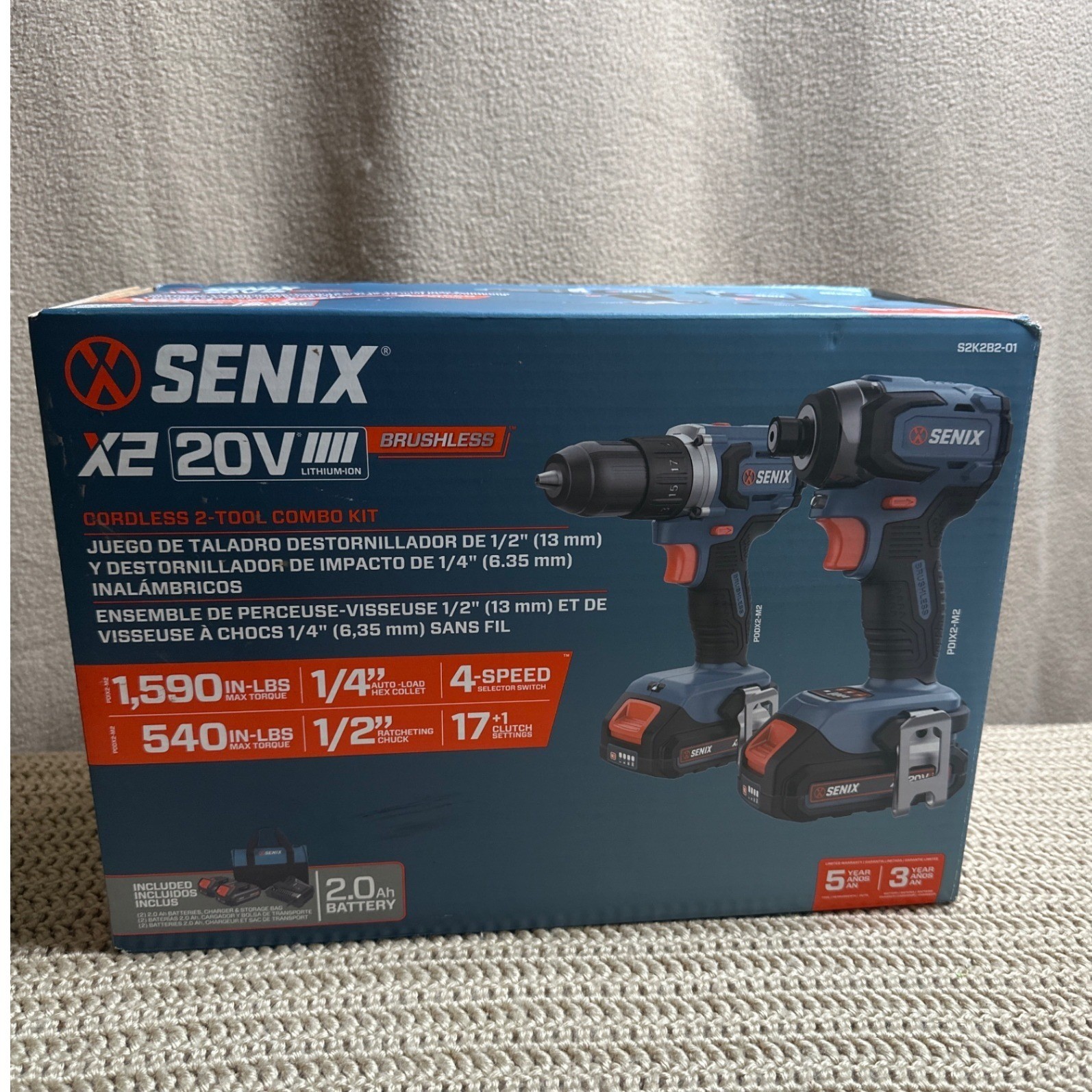 Senix X2 20V Max Brushless Cordless 2-Tool Combo Kit Drill Impact Driver