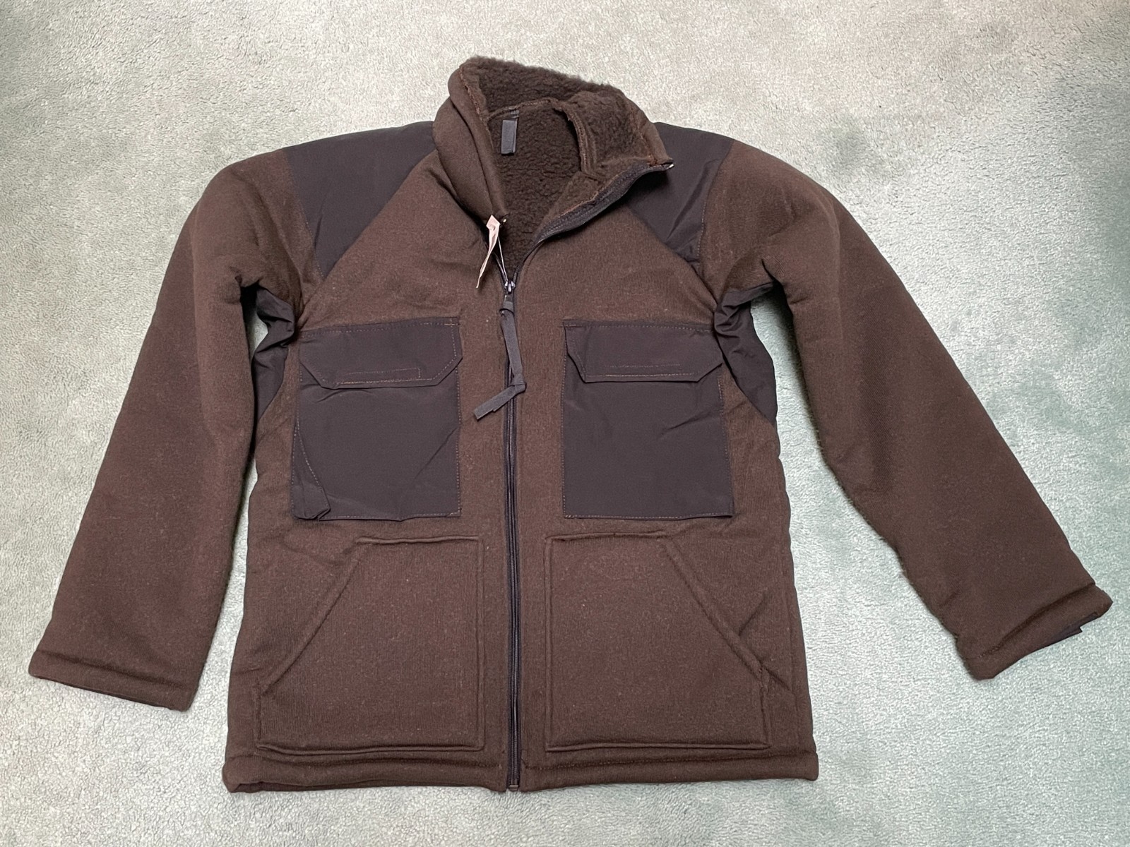 US Military Cold Weather Fleece Pile Jacket M Brown Zip Synthetic Fiber NEW NWT