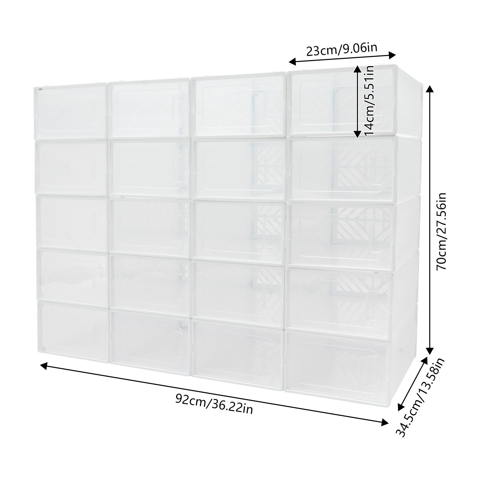 20* Stackable Shoe Storage Box Durable Plastic Sneaker Display Case Organizer