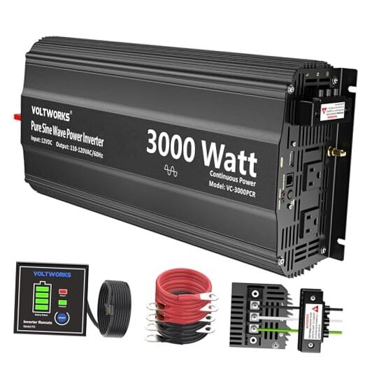 3000 Watt Pure Sine Wave Inverter 12V DC to 110V 120V 3000W with Standard USB