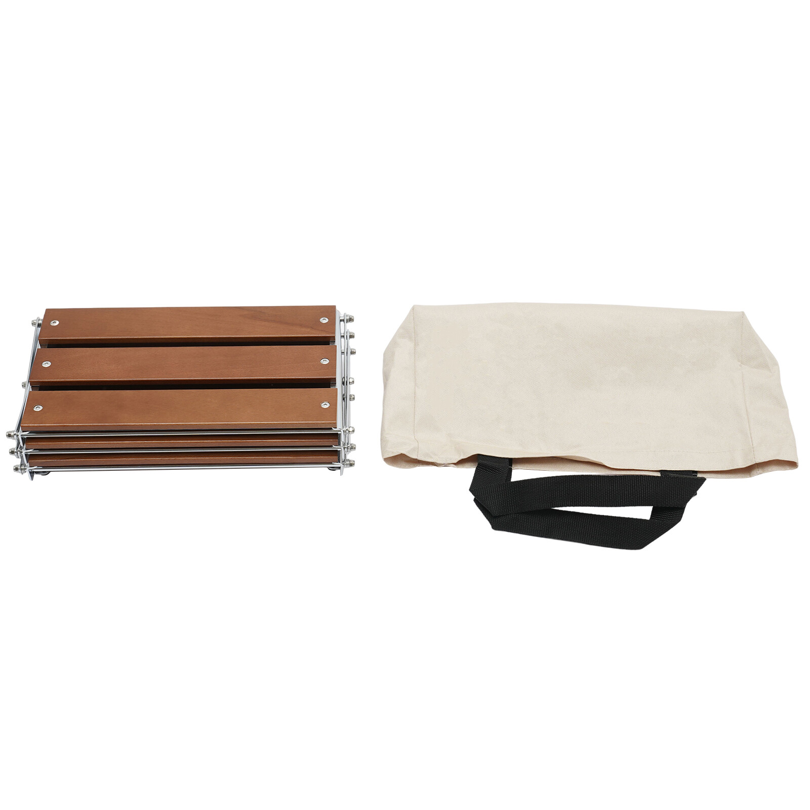 Camping Folding Storage Rack 3-Tier Natural Wood Desktop organizing Rack