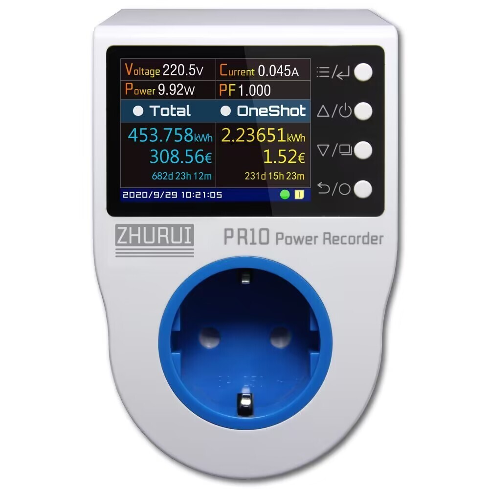 EU Plug 16A Power Meter Watt Energy KWH Socket Monitor Electricity Tester PR10-C