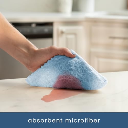 50 Pack Microfiber Cleaning Cloth with Box, Bulk Towels for Home, Blue