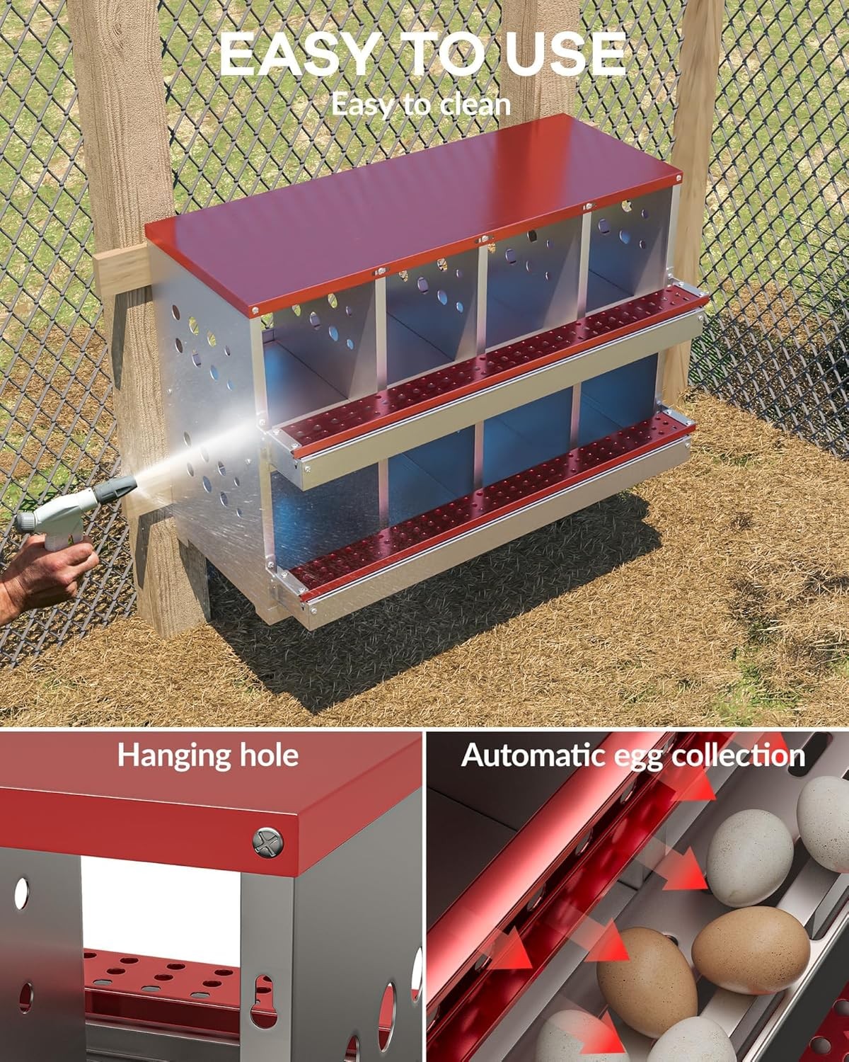 Metal Chicken Nesting Box for Laying Eggs Rustproof Wall-mountable Laying Boxes
