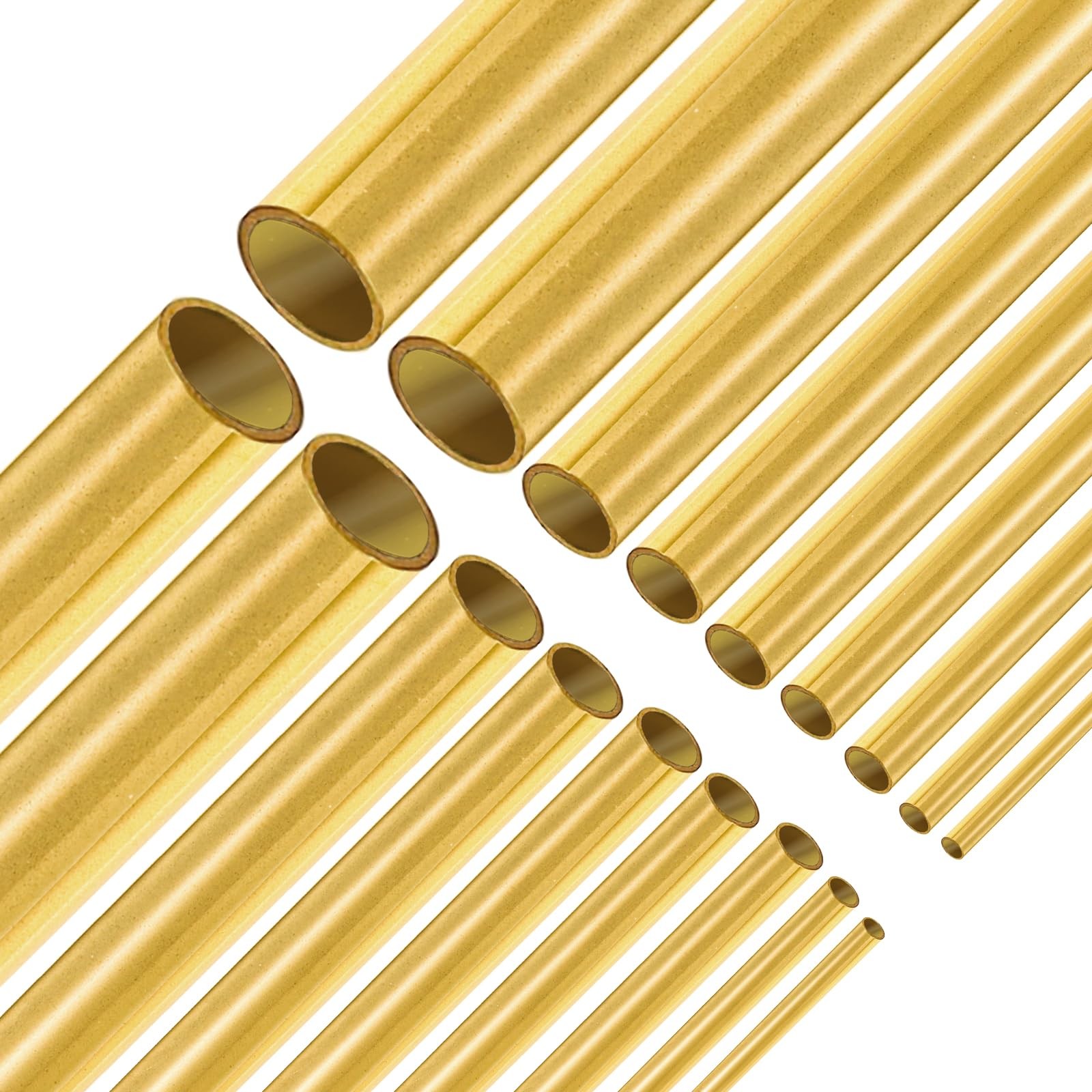 Brass Round Tube Set, 18 Pack - 9 Sizes Seamless Metal Tubing for Models
