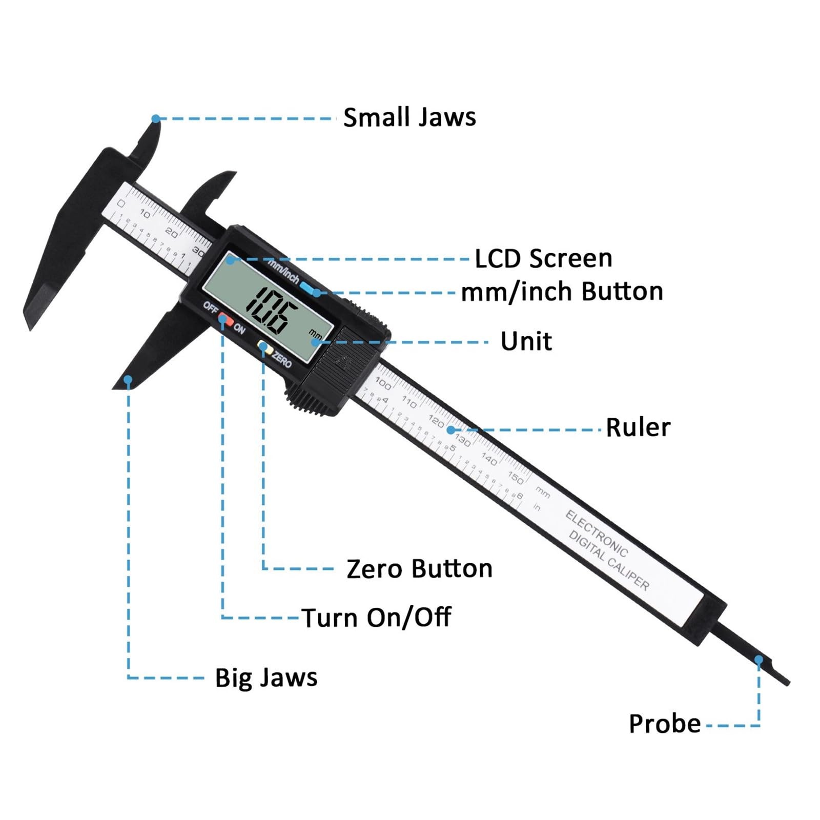 0-6 Inch Digital Caliper Measuring Tool Electronic Micrometer Caliper