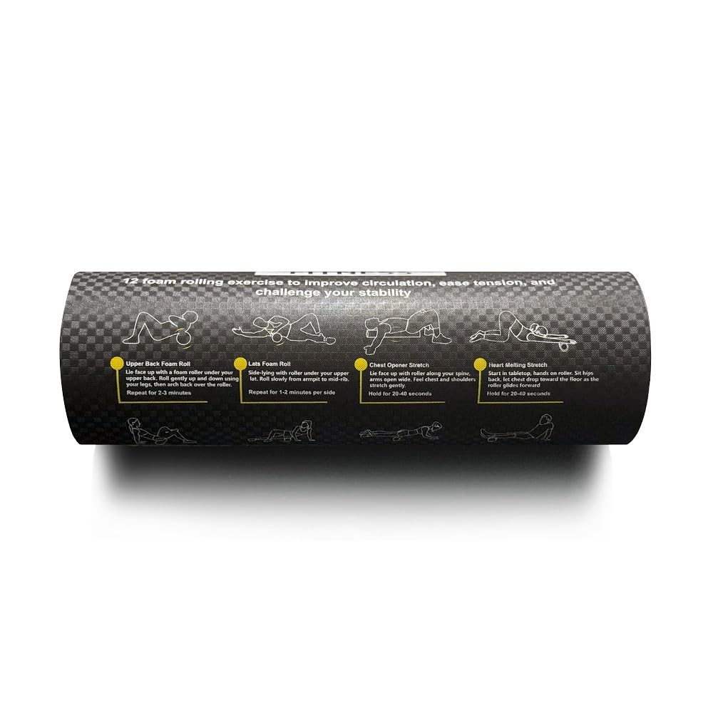 Foam Roller with Printed Exercises - 17.7''x 6'' Lightweight EPE/PE Exercise ...