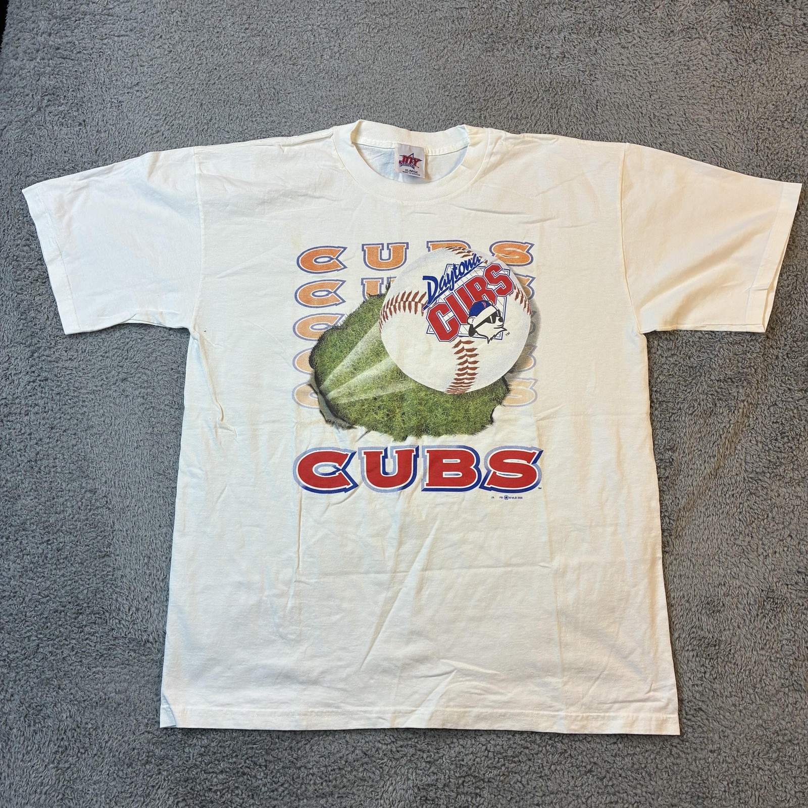 Vintage Daytona Cubs Shirt Mens XL White MLB Baseball Graphic Joy Athletic 2000
