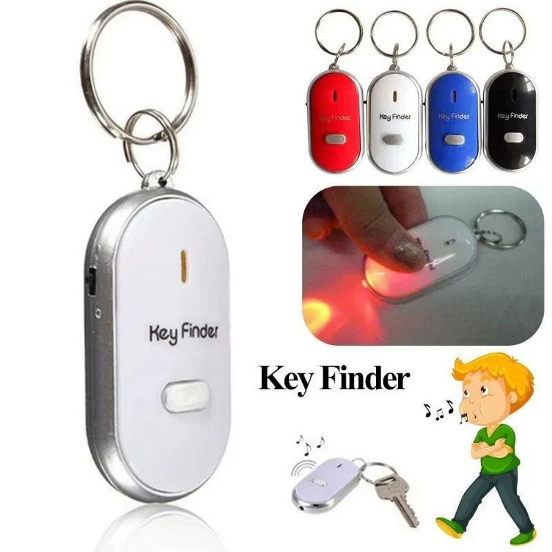 LED Anti-Lost Key Finder Key Locator Keychain Whistle Sound Control Keyring Use*