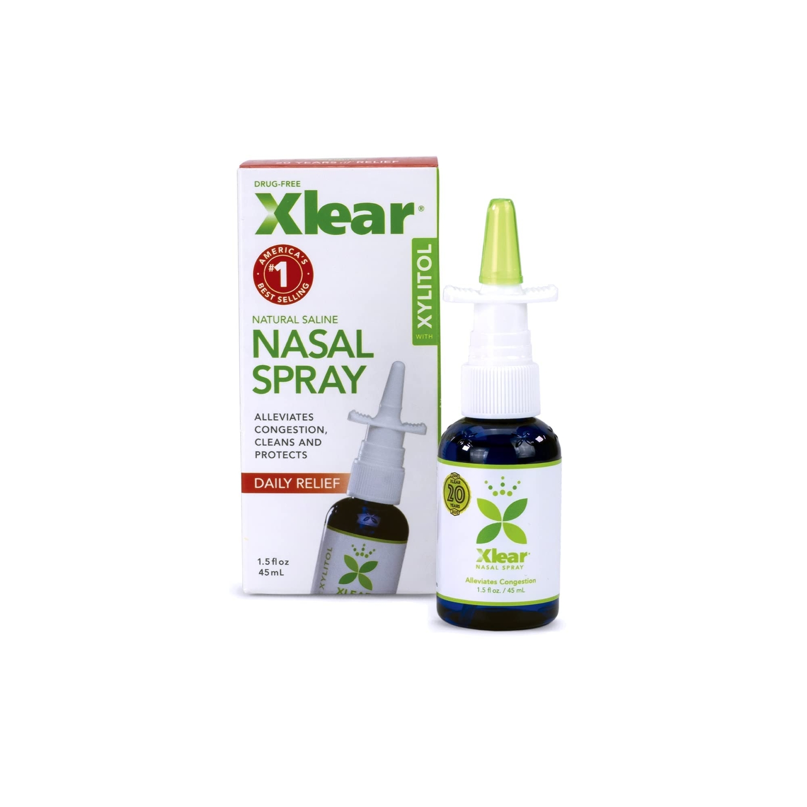 Xlear Saline Nasal Spray with Xylitol Natural Soothing Sinus Rinse 1.5 oz