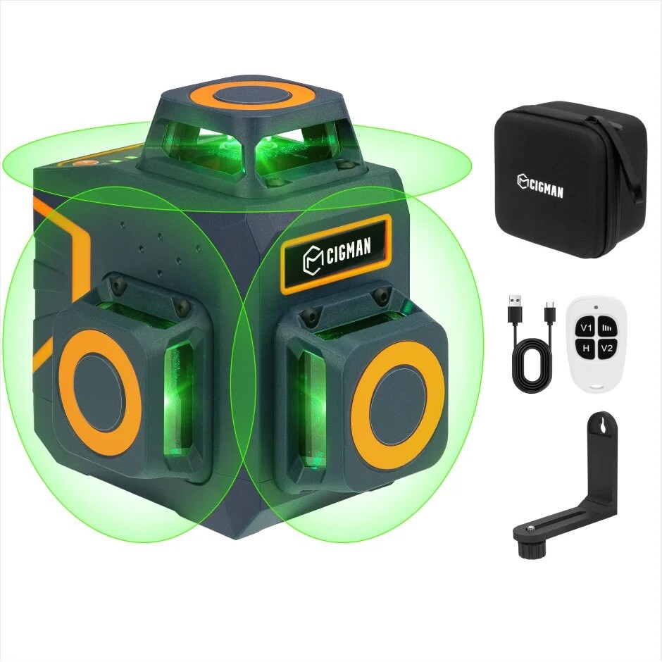 CIGMAN CM-701SE Green Laser Level 360 Self-Leveling Tool for Construction