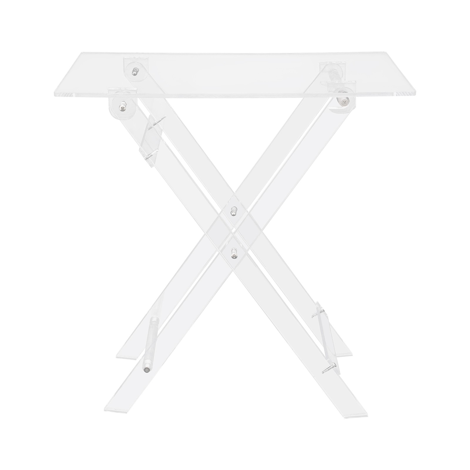 Clear Portable Foldable Side Table, X-Leg Low Table for Bed Sofa Living Room