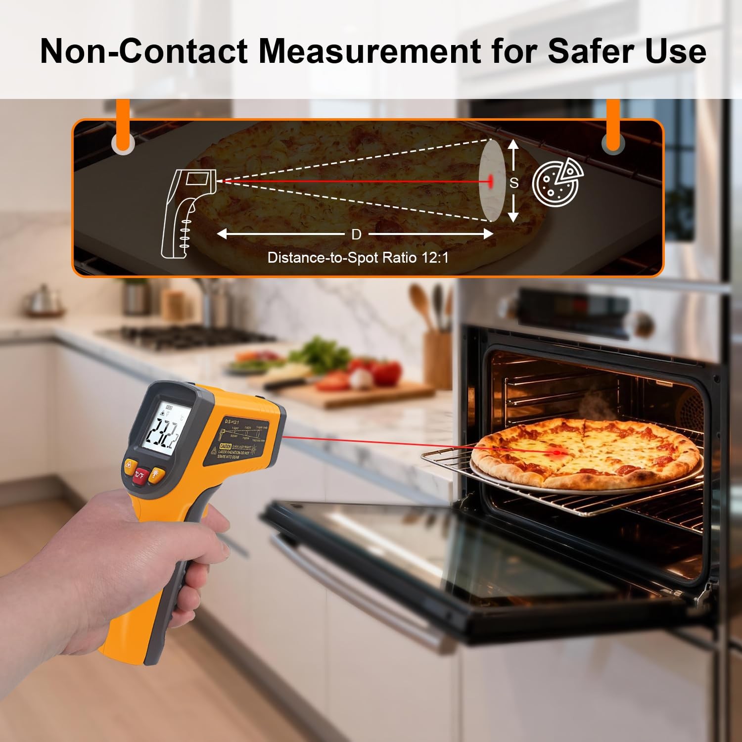Digital Thermometer Temperature -58°F to 1112 °F(-50°C to 600°C) Handheld Non...
