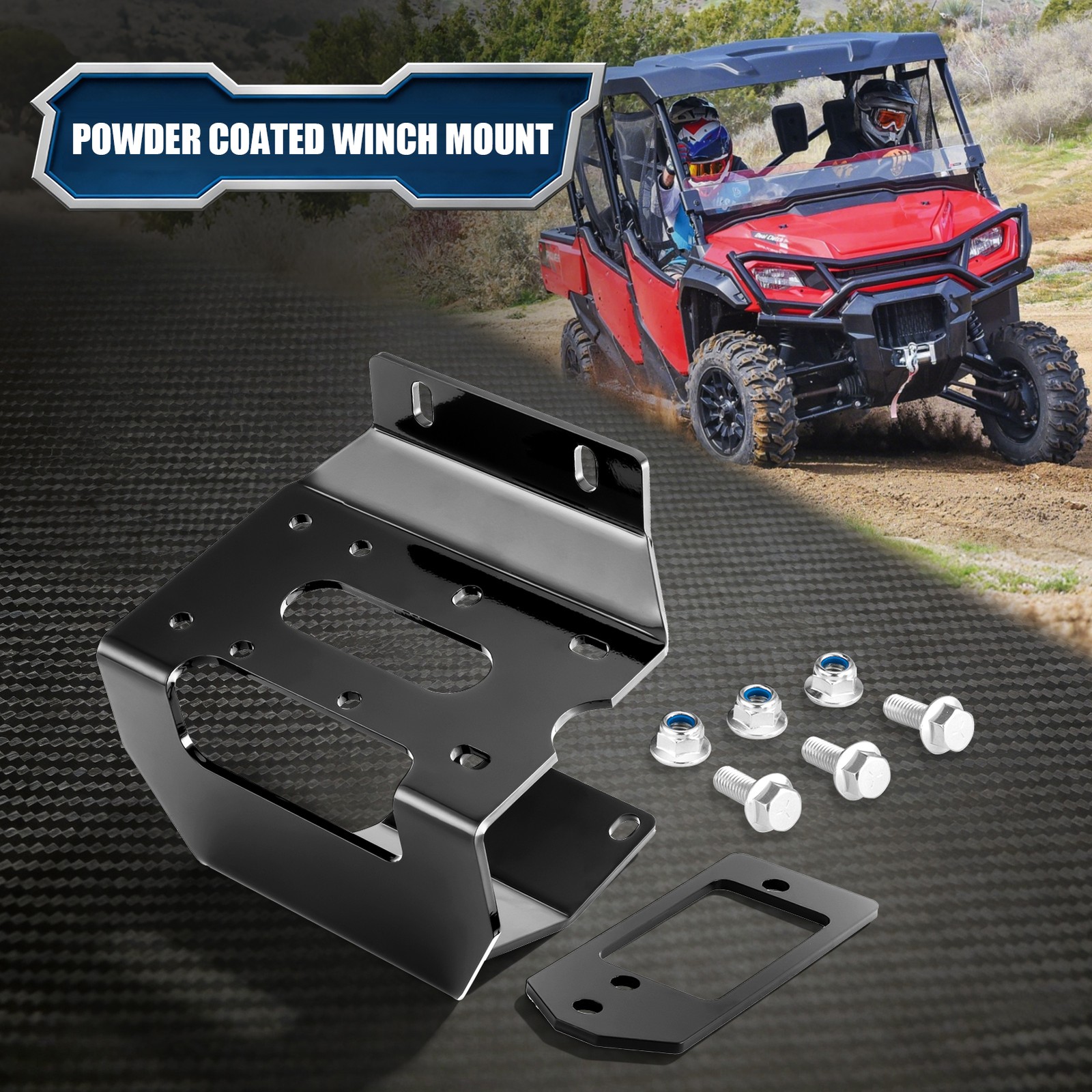 Black Powder Coated Winch Mount For Honda Pioneer 1000-5 all Models 2016-2026
