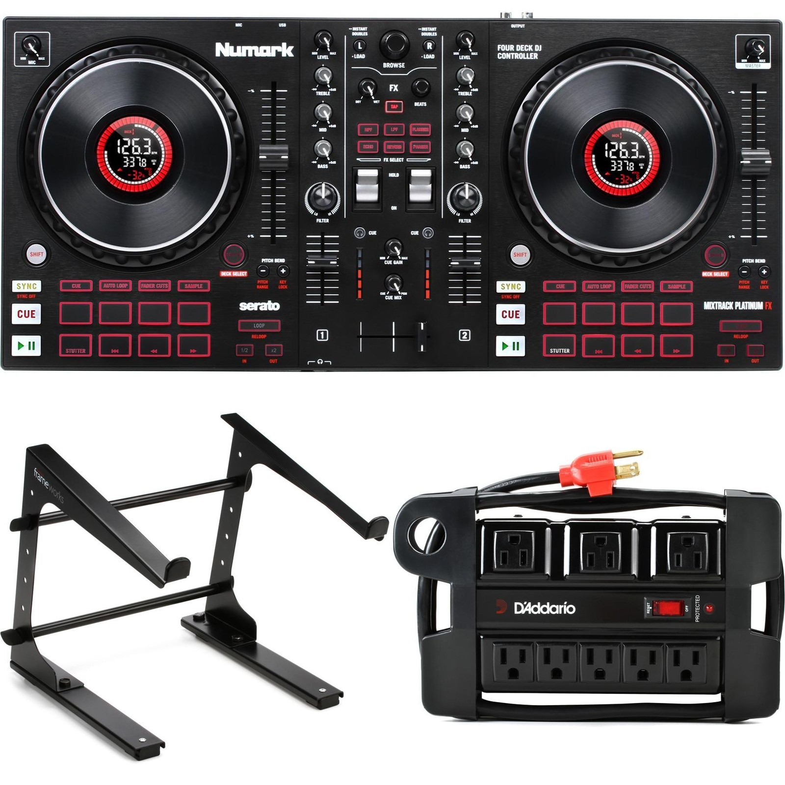 Numark MIXTRACK Platinum FX 4-channel Serato DJ Lite Controller with Laptop