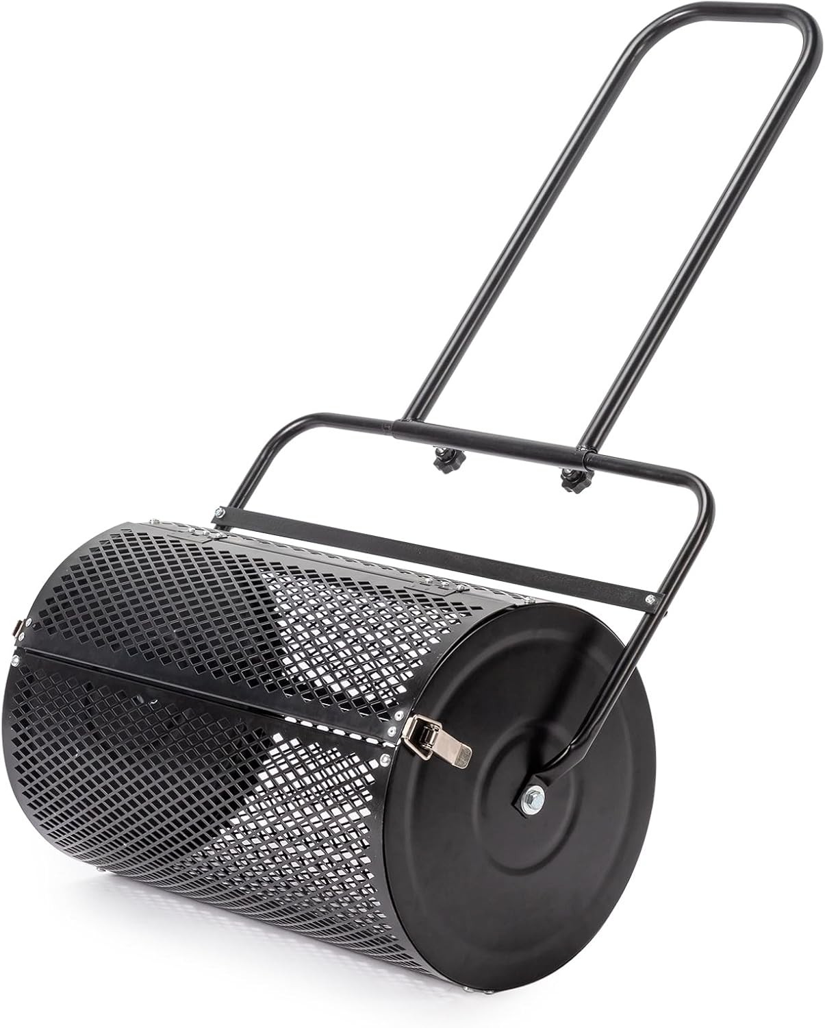 Compost Spreader 24" Wide Lawn and Garden Peat Moss Roller with Side Latches