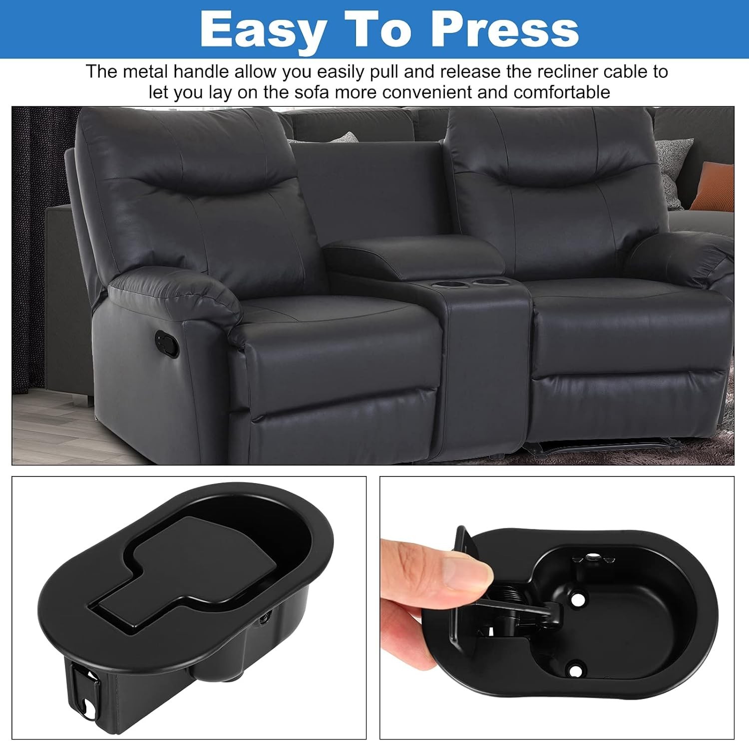 Heavy-Duty Metal Recliner Handle Replacement Parts with Cable, Recliner Pull Han