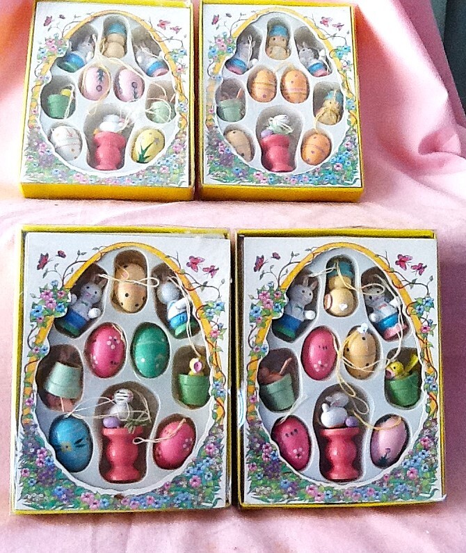 40 Pieces Colorful Hand Crafted Wood EASTER Ornaments  3/4' TO 1  1/4" 4 boxes