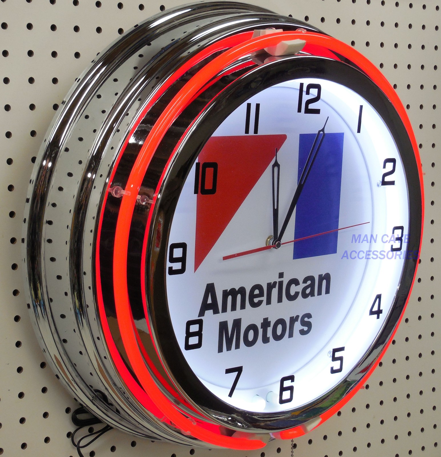 AMC American Motors Corp Sign 19" Double Neon Clock