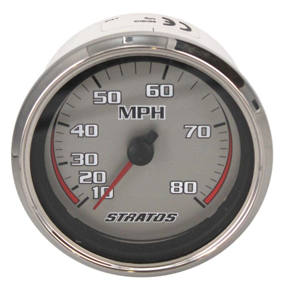 Stratos Boat Speedometer Gauge 205140 | 3 1/4 Inch Silver Gray