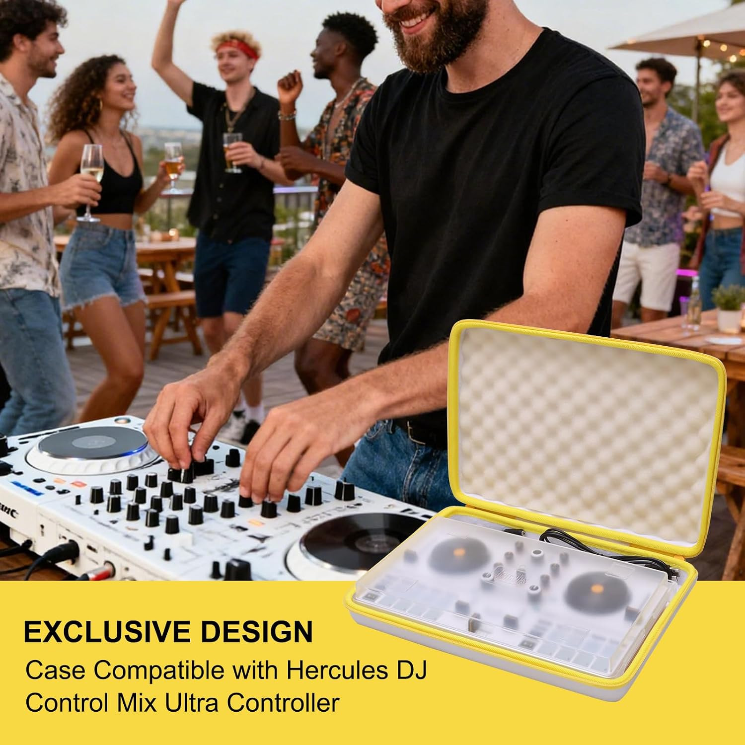 Hard Travel Case for DJ Controller Waterproof EVA Carrying Storage Bag