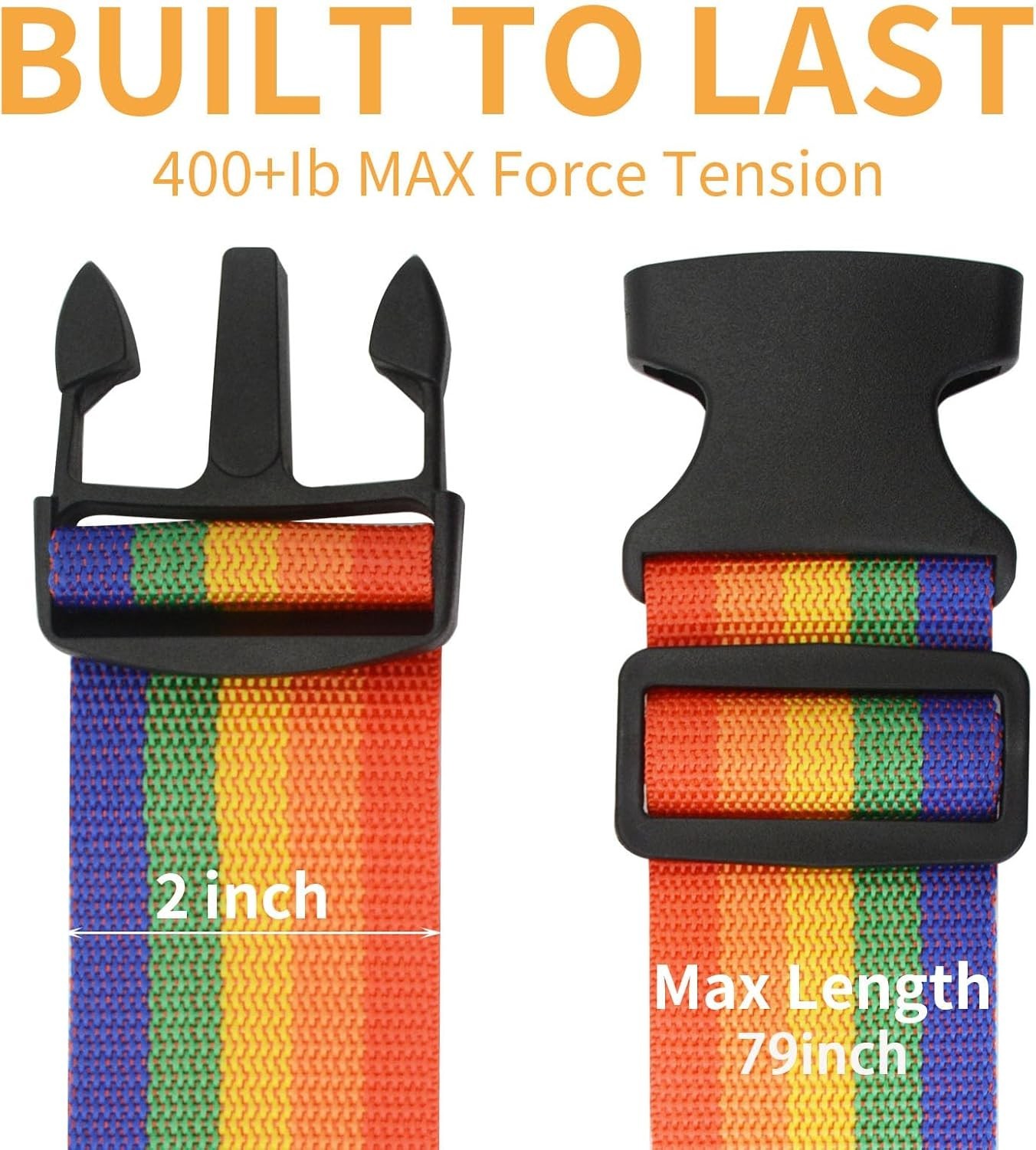 4 Pack Luggage Straps 79" Long Belts Keep Suitcase Secure While Traveling, TSA A