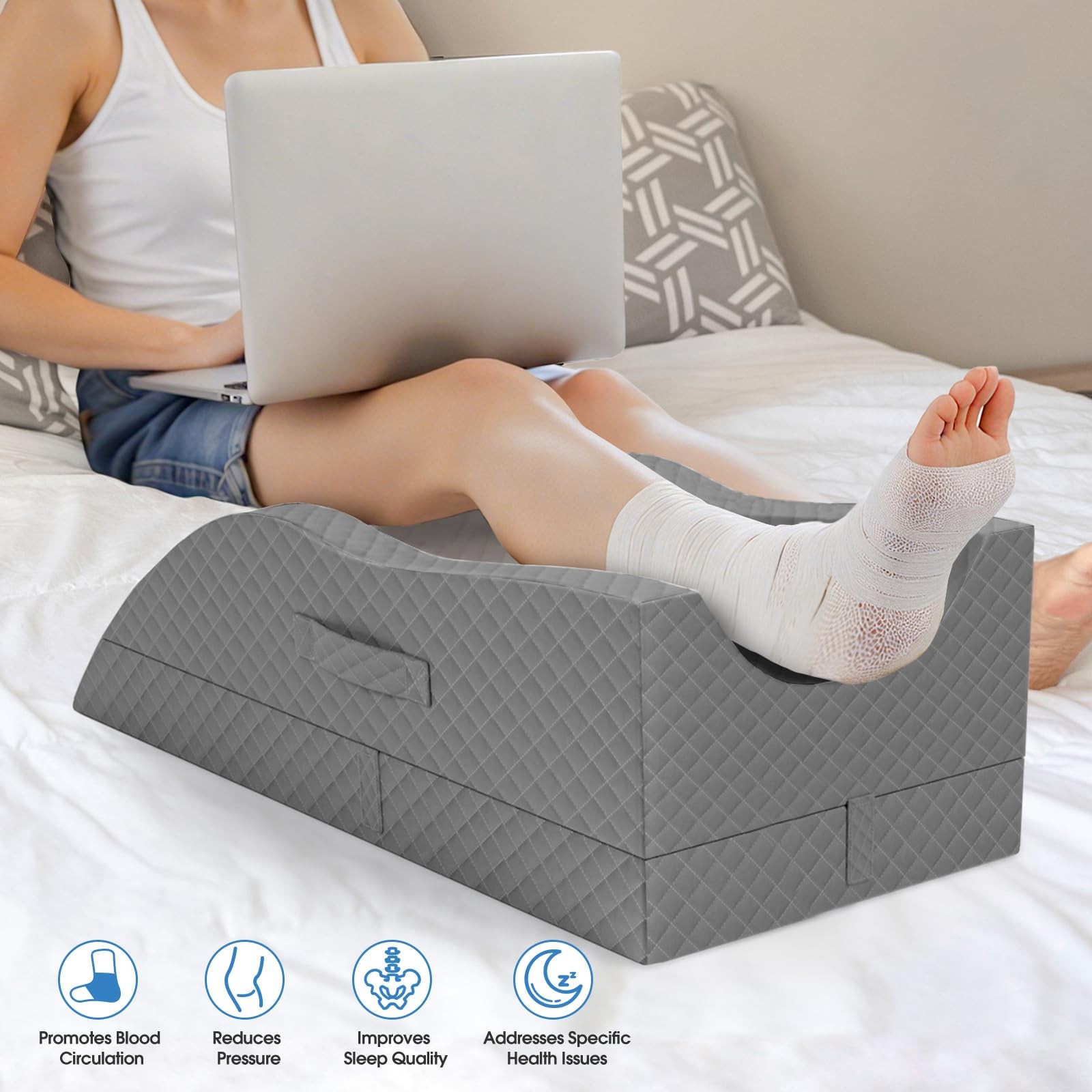 Elevation Pillows for Leg After Surgery, Memory Foam Adjustable Wedge Pillow ...