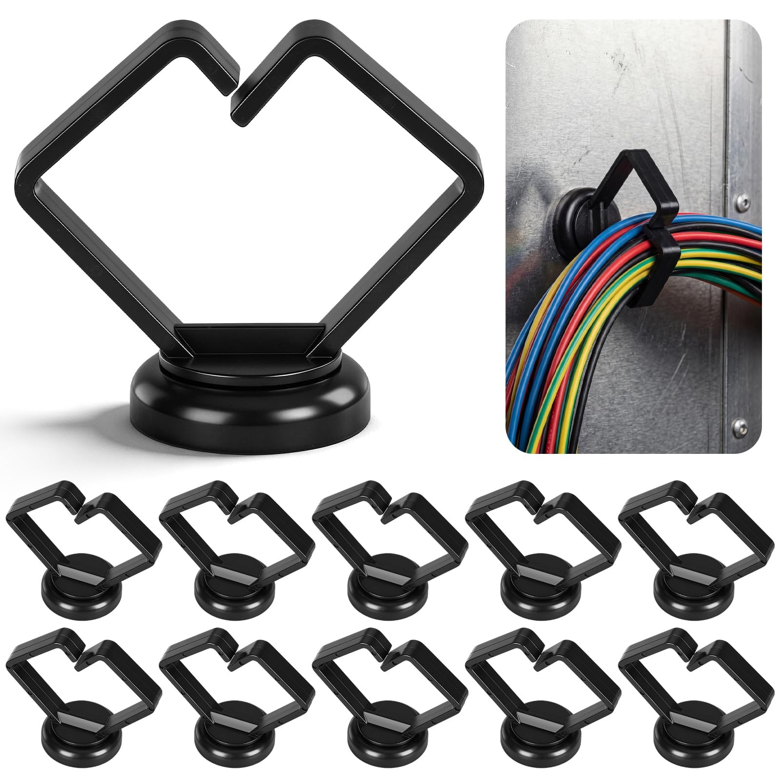 10 Pcs Magnetic Fasteners 3/4" Magnetic Cable Holder Magnet Zip Tie Mount Bas...