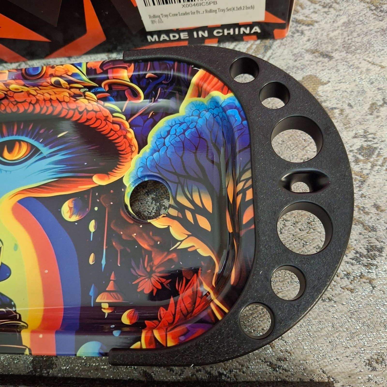 G-Pin Rolling Console Cone Loader Rolling Tray Set 4" x 9" Trippy Design GPIN