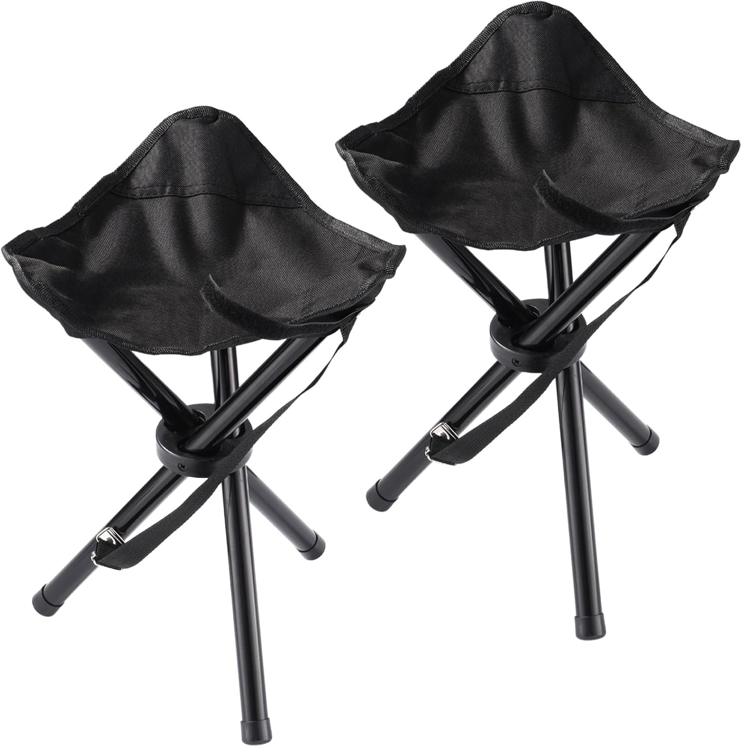 2PCS Portable Folding Camping Stool,Travel Outdoor Tripod Seat,Black Folding