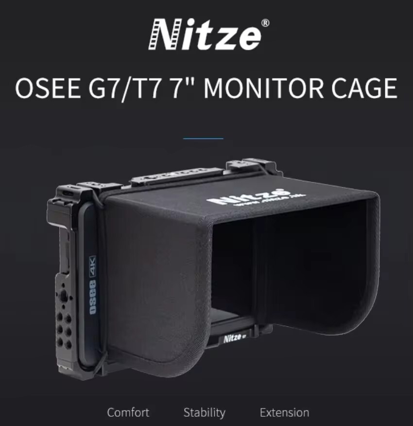 Nitze TP2-G7 Camera Monitor Cage NATO Rail Cold Shoe Sunhood Kit for OSEE G7 T7