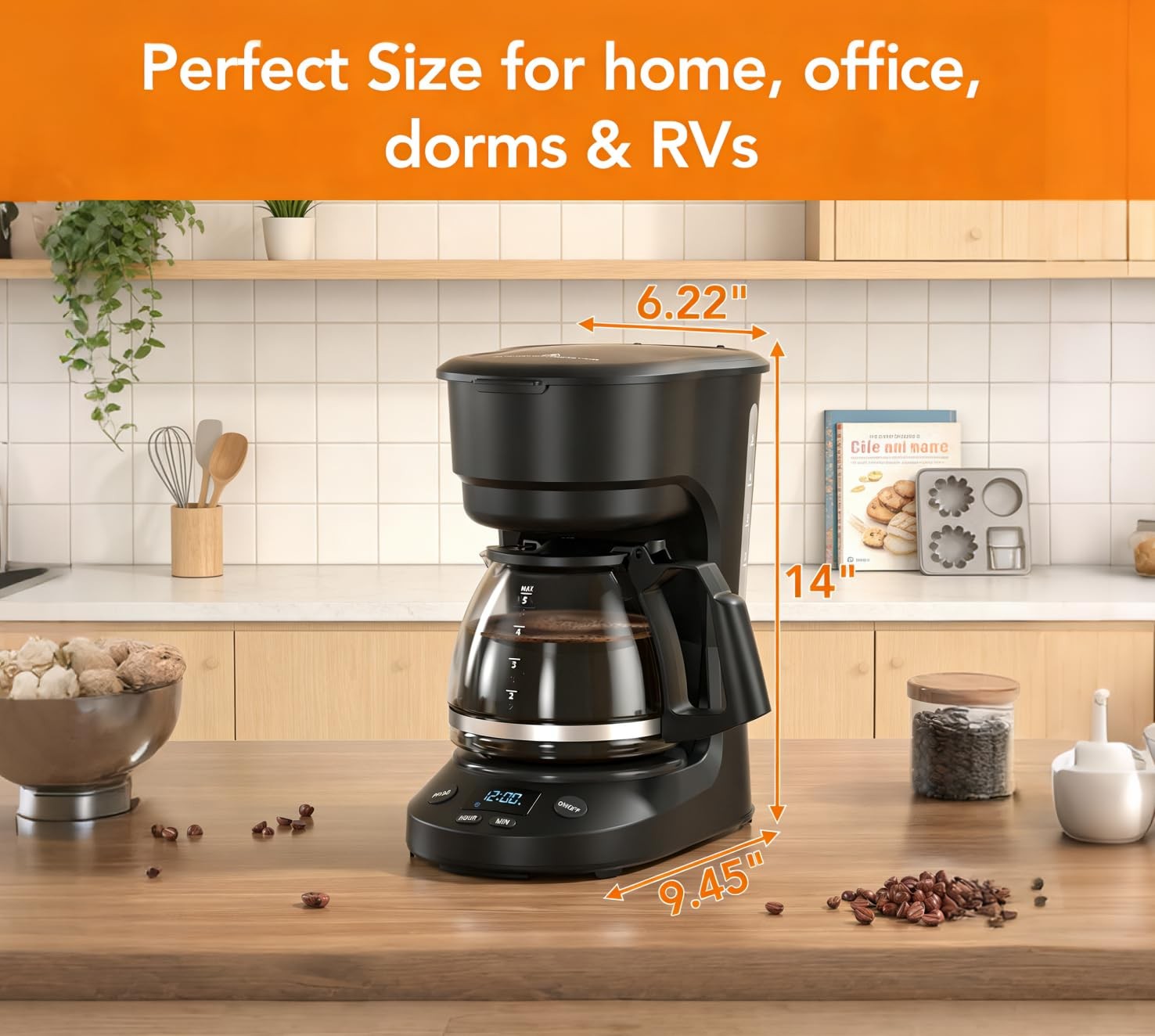Electactic Compact 5-Cup Programmable Drip Coffee Maker — the essential coffee m