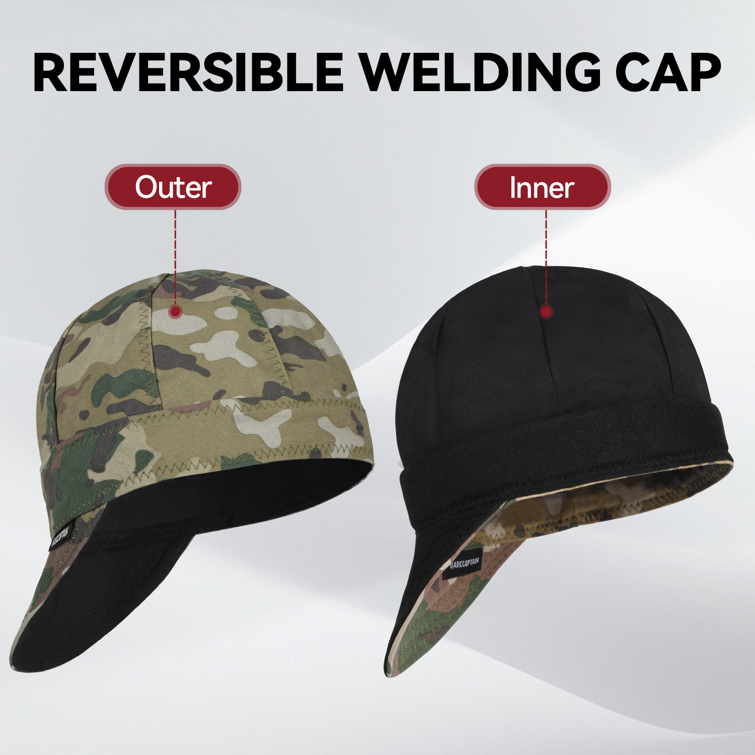 ARCCAPTAIN Reversible Welding Cap Protective Welders Hat Fireproof Camouflage US