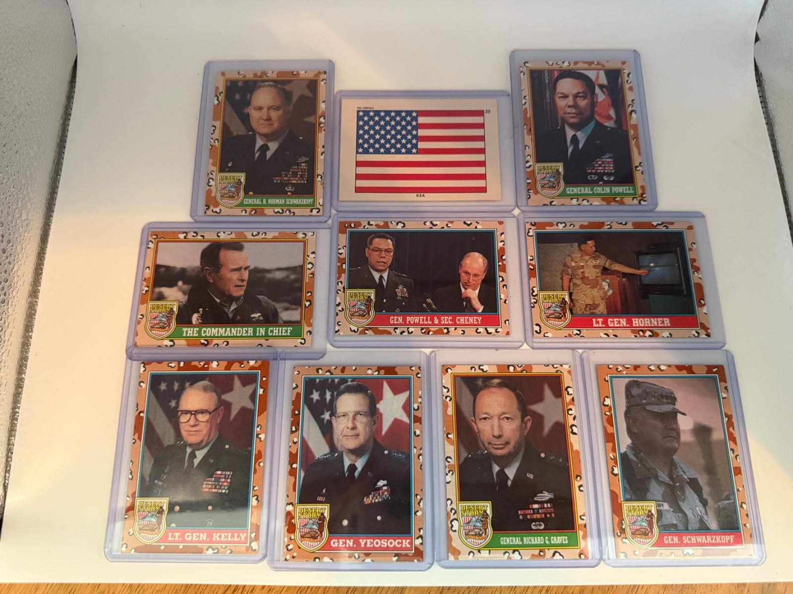 1991 Topps Desert Storm Lot #1, 2, 4, 5, 157, 158, 159, 160, 161, USA flag