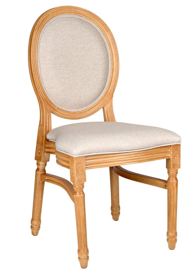 Natural Resin Louis Pop Chair Beige Tweed Fabric Back and Seat by Chivari