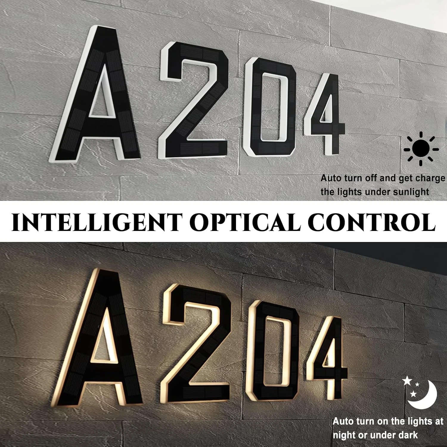 9 Inch Solar Lighted House Numbers for Outside, Light Up Waterproof LED