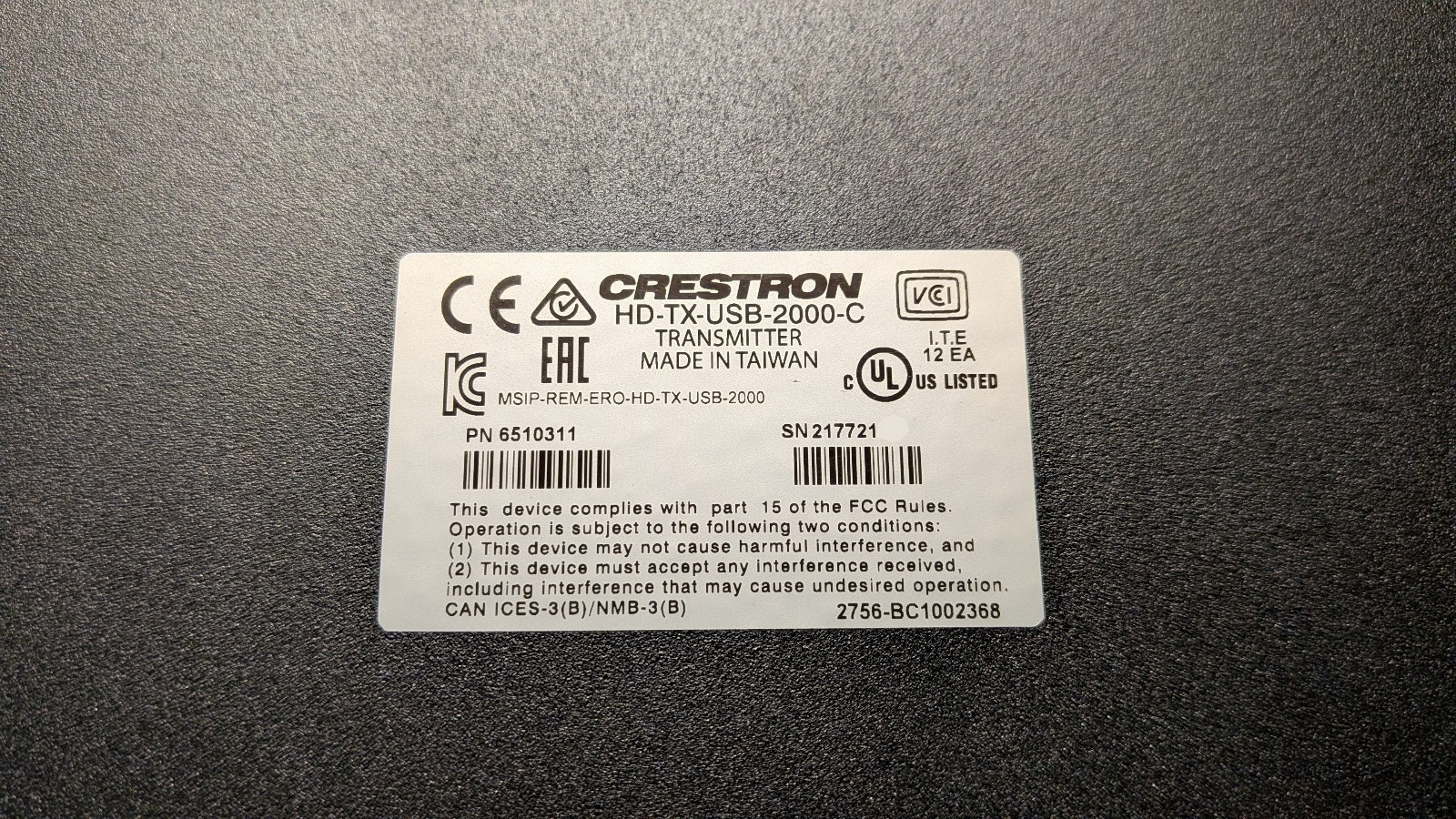 Crestron HD-EXT-USB-2000-C __ 4K HDMI & USB over HDBaseT Extender 2000