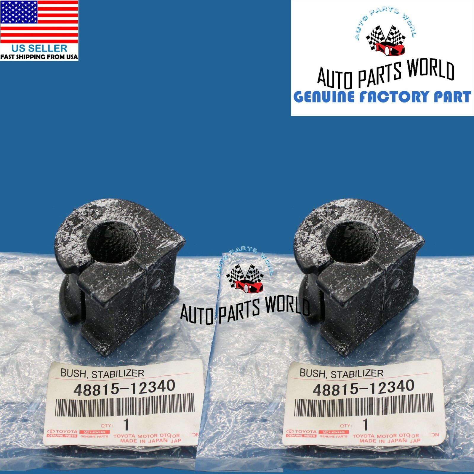 GENUINE OEM TOYOTA 04-09 PRIUS FRONT STABILIZER BAR BUSHING SET 2X 48815-12340