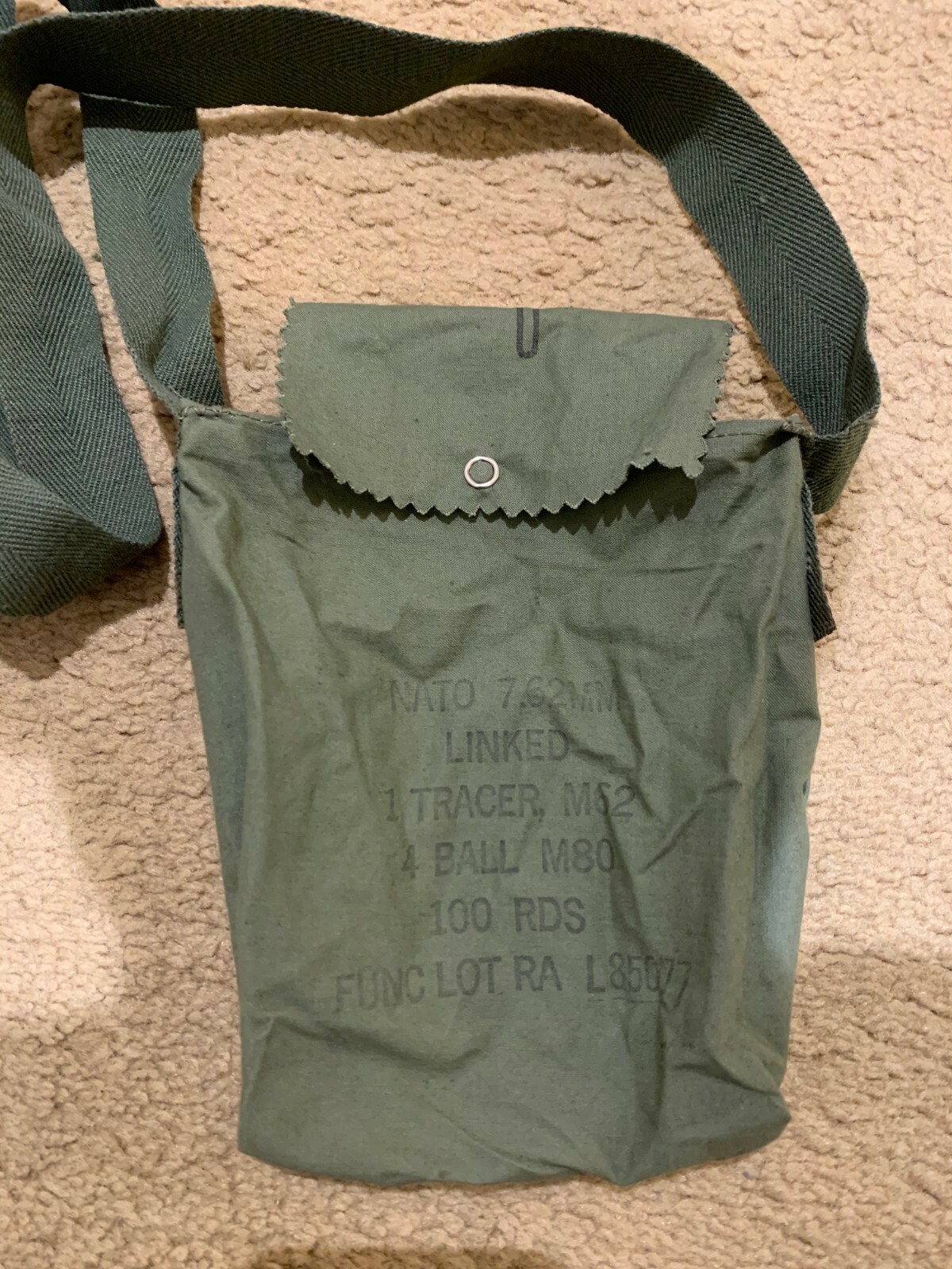 USGI VIETNAM BANDOLIER "EHP CO" "TWEEDIE" 1960 7.62x51mm W/ TOP FLAP SNAP EARLY