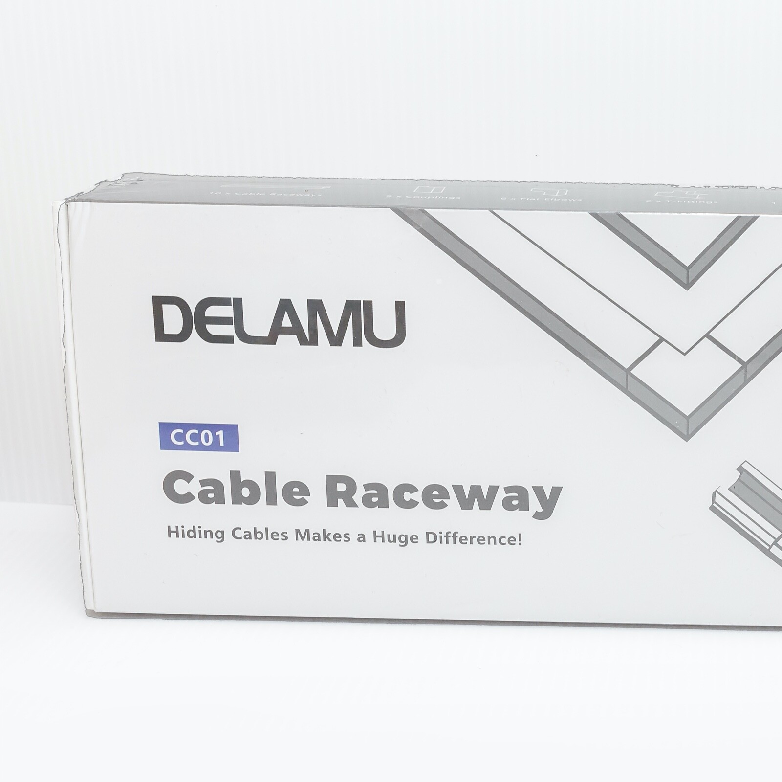Delamu CC01 Cable Raceway / Cord-Cable Concealer Wire Channel White 95"