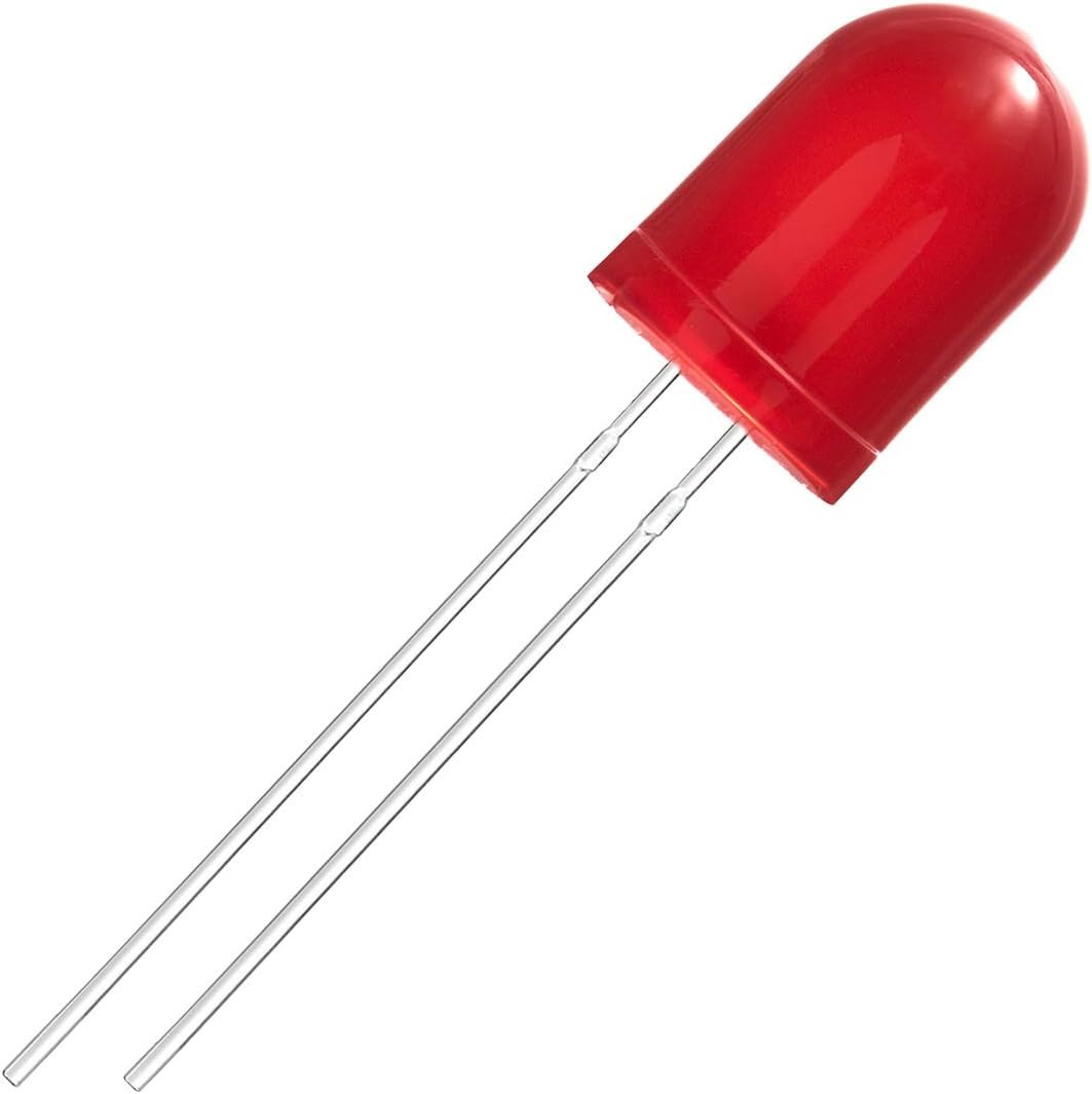 50 pcs 10mm Red Diffused LED Diode Lights (DC 2V 20mA) | (Colored Lens Round)...