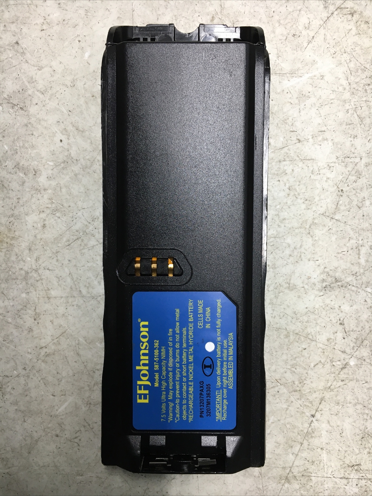 EF JOHNSON 587-5100-362 7.5V ULTRA HIGH CAPACITY NIMH BATTERY PN13207PAXG