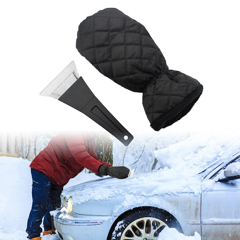 1Pc Car Windscreen/Windows Cleaning Ice Scraper Snow Frost Scrapers Glove Black