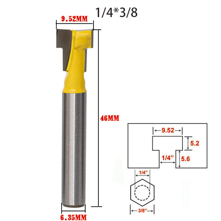 T-Slot Cutter 1/4*3/8 Shank Steel  Milling Router Bit For Woodworking Tools