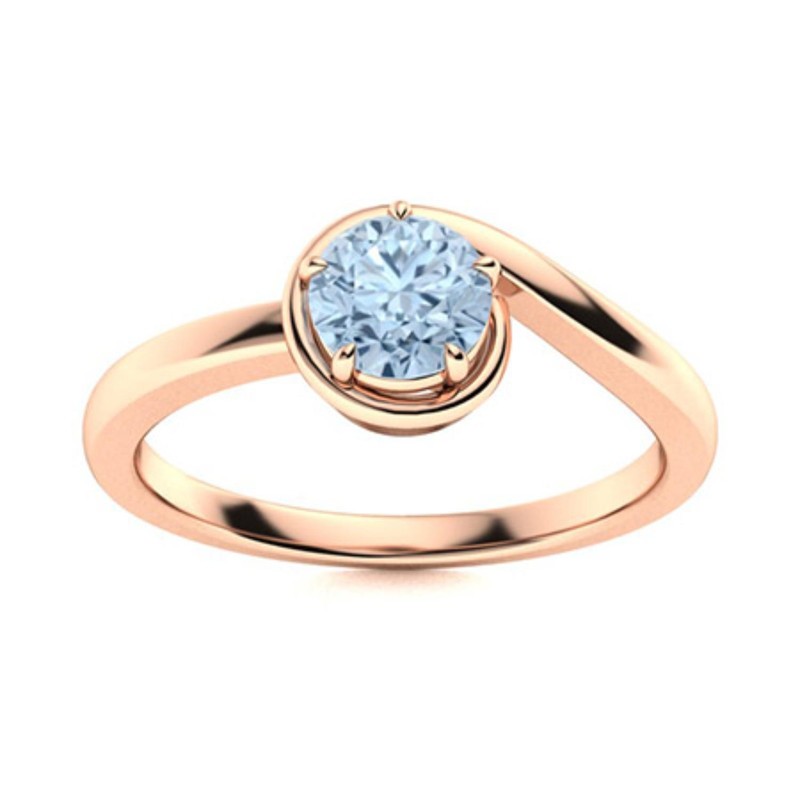 Round Aquamarine Stone Solitaire Womens Gift Ring Jewelry Sterling Silver