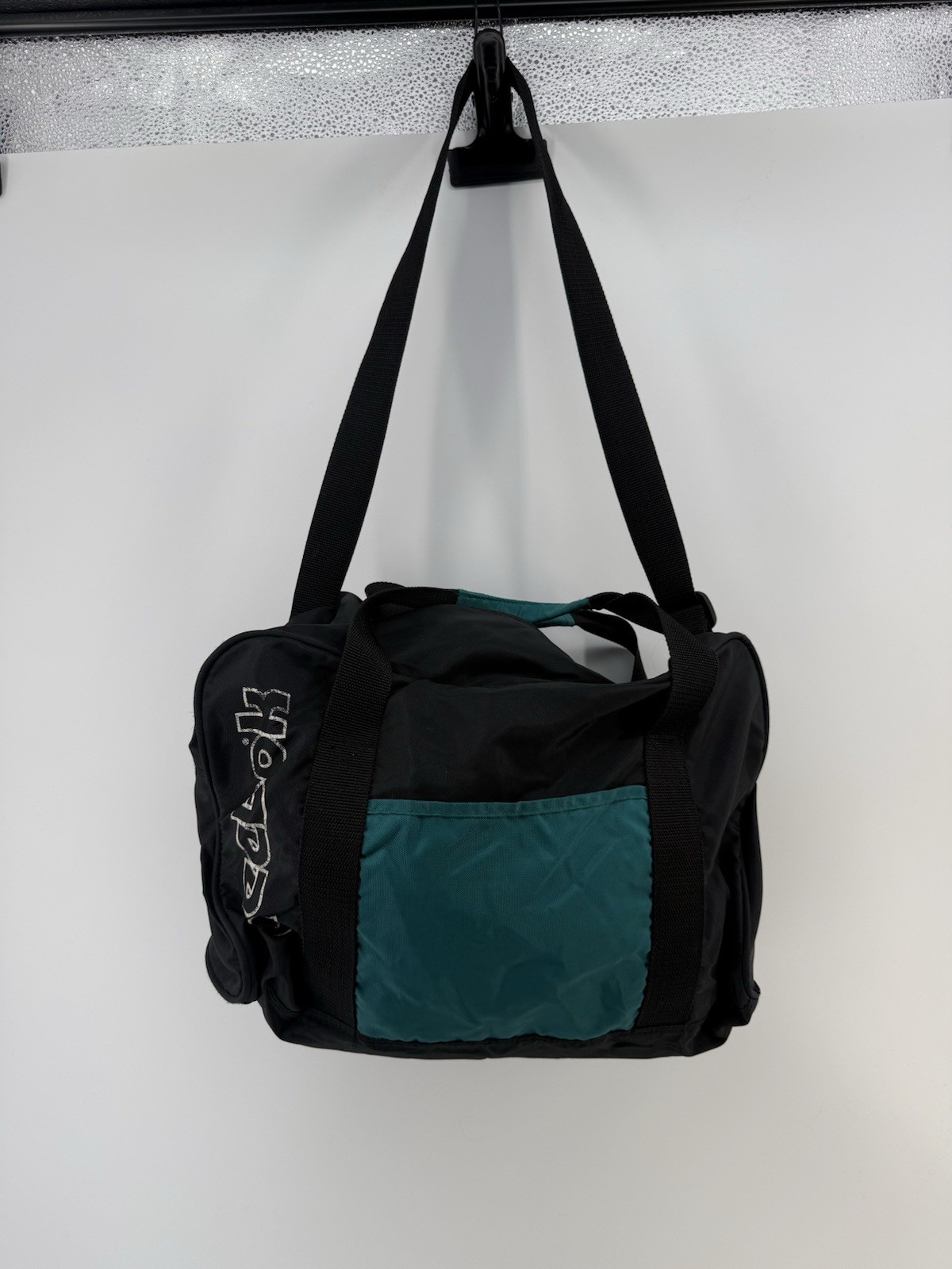Reebok Vintage Duffle Gym Bag Black green With Strap 1992 Read Dirty